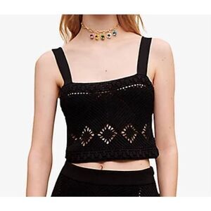 New Maje Mayon Cropped Crocket-knit Tank Top Size T1